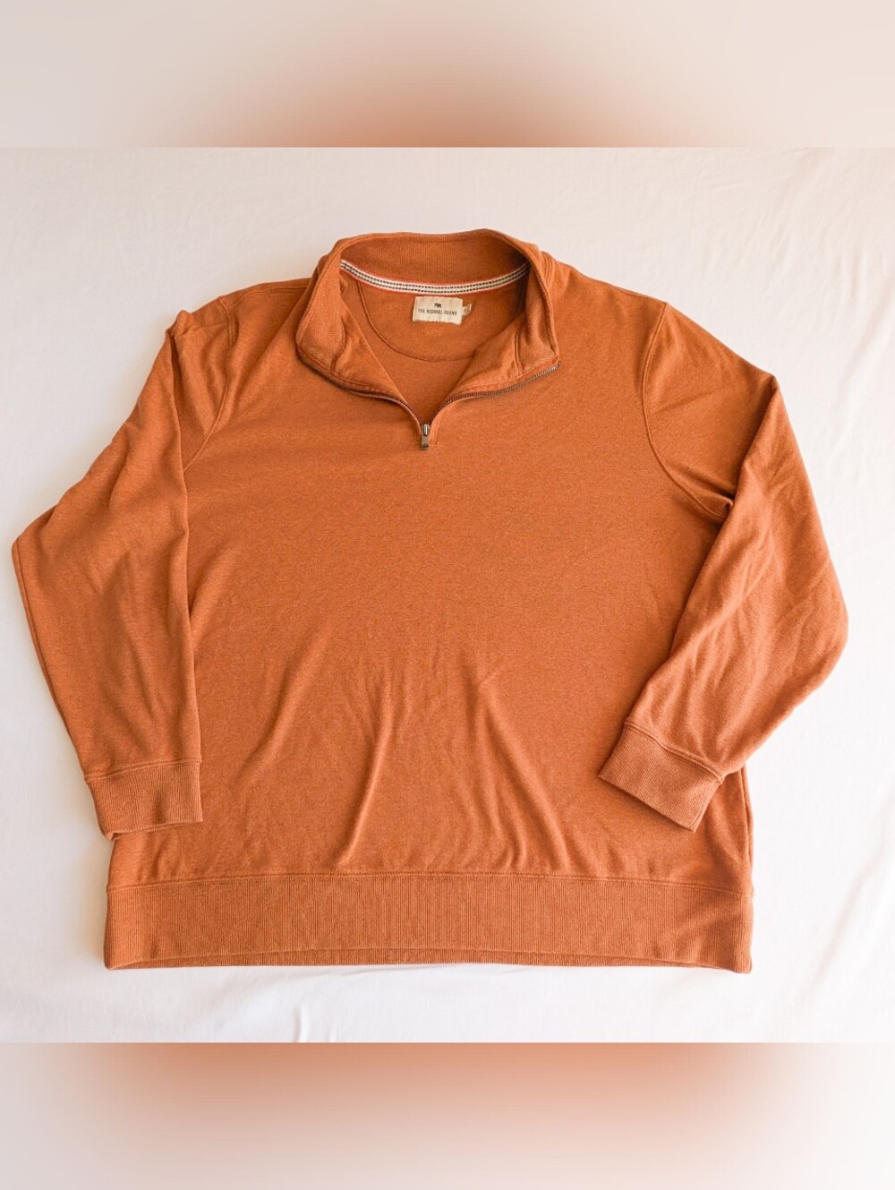 The Normal Brand 1/4 Zip Sweater Men XXL Camel Brown Outdoor Quiet Luxury Preppy